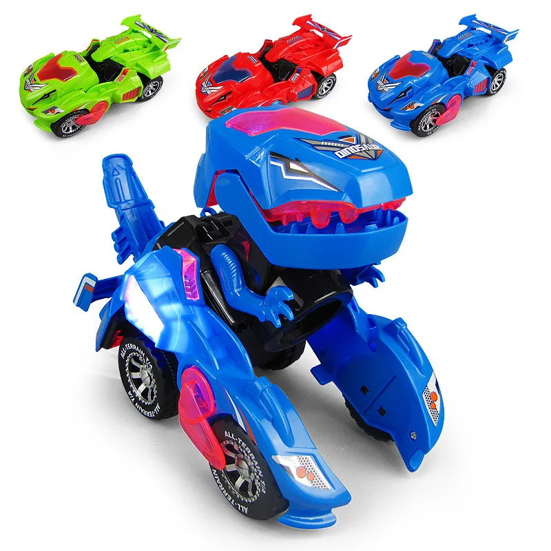 Dinosaur Car Transformer Deformation Electric  With Lights Music Toys Universal Wheel Simulation Model Xmas birthday Kid Gift