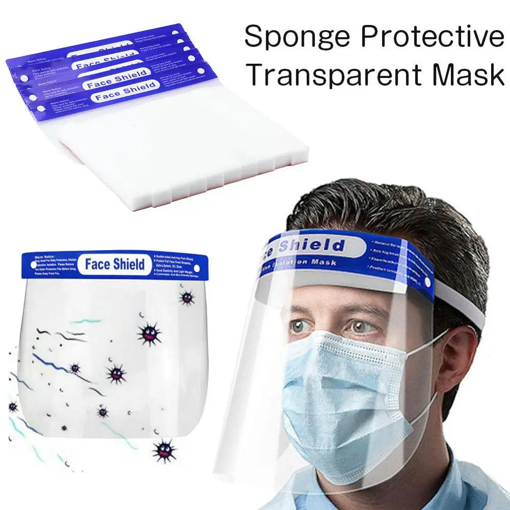 Mascarilla de seguridad transparente, máscara de protección facial con visera, antiniebla, antisaliva y antisalpicaduras, 10 unidades