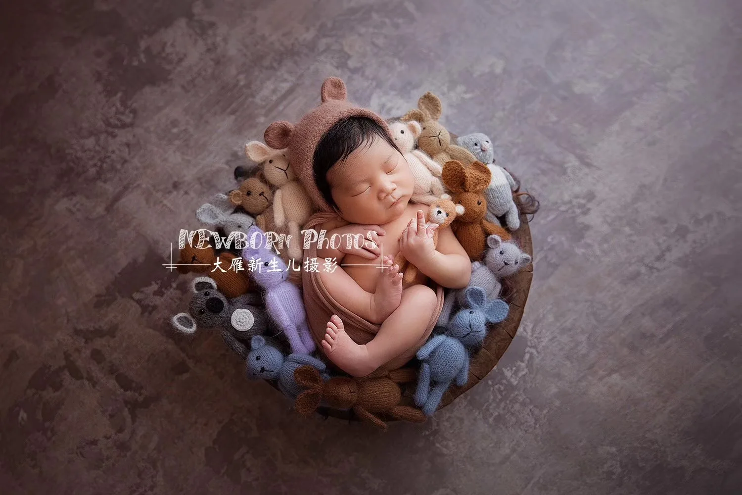 Bambole fatte a mano orso di coniglio lavorato a maglia puntelli per fotografia neonato accessori per Studio fotografico per bambini