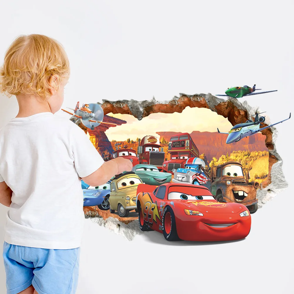 McQueen Cartoon Cars PVC Peel And Stick Wallpaper For Boys Bedroom Kids Room 3D Waterproof Home Decoration Poster Wall Stickers