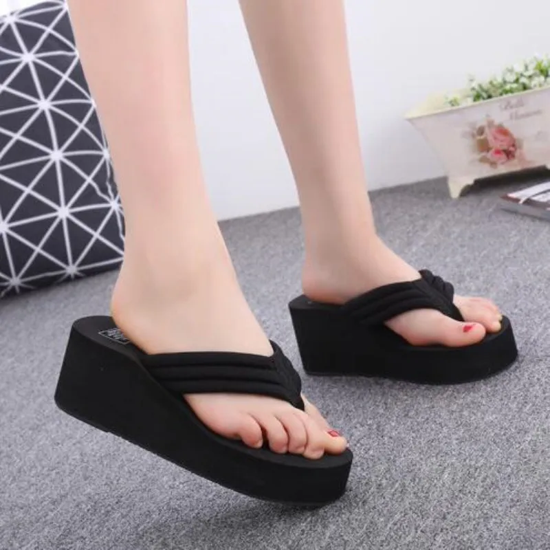 New 2022 Fashion Women Flip Flops Summer Beach Platform Slippers Casual Outside Wedges Sandals Women Shoes Leisure Slippers 6cm