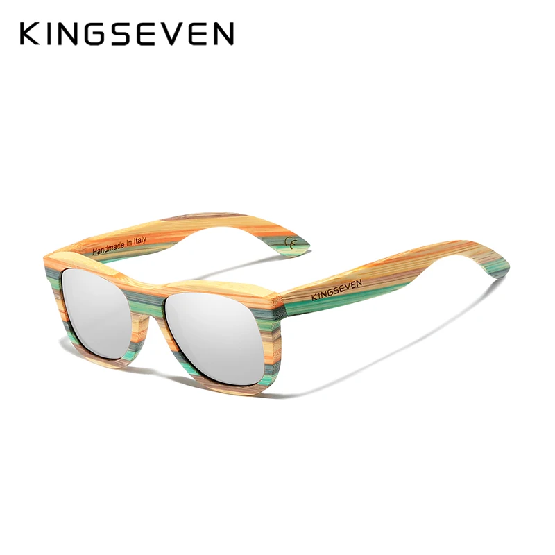 KINGSEVEN Polarized Full frame Bamboo Sunglasses Men Wooden Sun glasses Women\' Glasses Brand Original Oculos de sol Masculino