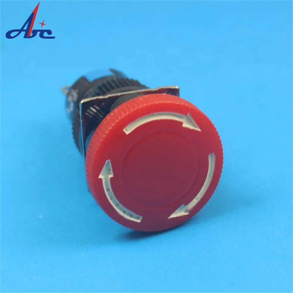 16mm  2NO2NC Self Lock Latching ON OFF 3A 250V Plastic  Red Mushroom Emergency Stop Push Button Switch