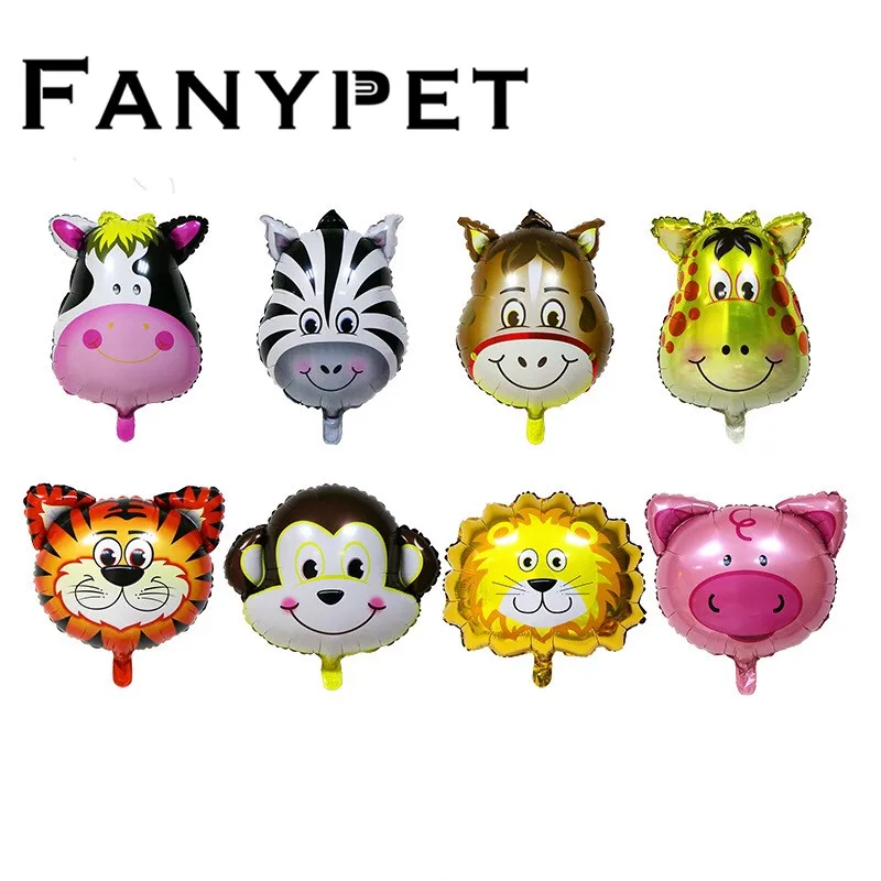 10/30/50pcs Animal Head Foil Helium Balloons 1st Birthday Party Decoration Kids Toys Baby Shower Zoo Theme Party Supplies Globos