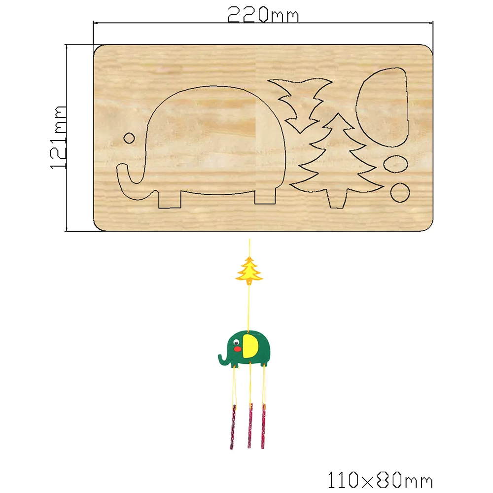 2021 New Green Elephant Wind Chimes cutter Cutting Die Mold Diy Scrapbook Decoration Wooden Knife Mould Suitable For Fustelle