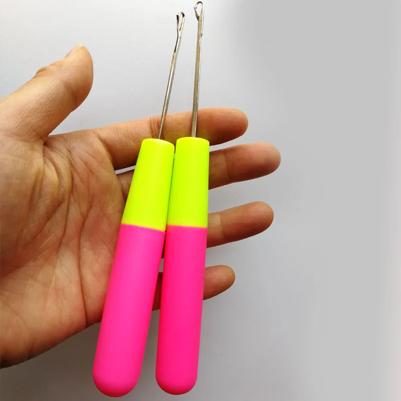 1PCS Micro Needles Crochet Metal Latch Hook Plastic Handle Sewing Tools For Dreadlocks Making Maintaining Hair Weaving