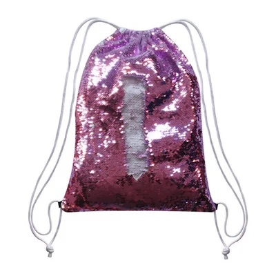 10pcs 45 *35 cm Sublimation Blank Heat transfer magic sequins pull rope bag DIY creative blank supplies wholesale