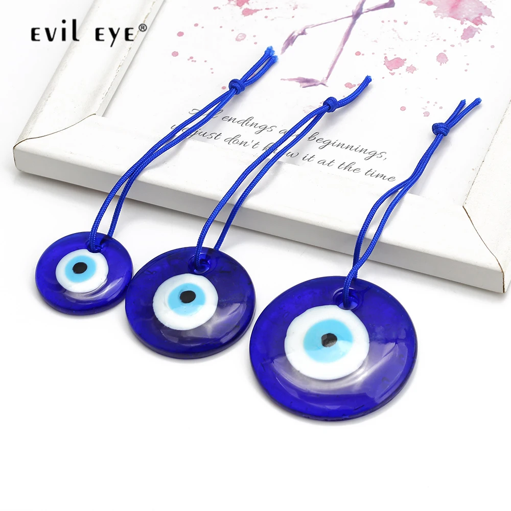 EVIL EYE Dropping Oil Glass Round Blue Turkish Evil Eye Pendant Wall Hanging Handmade Deoration for Home Living Room Car BE197