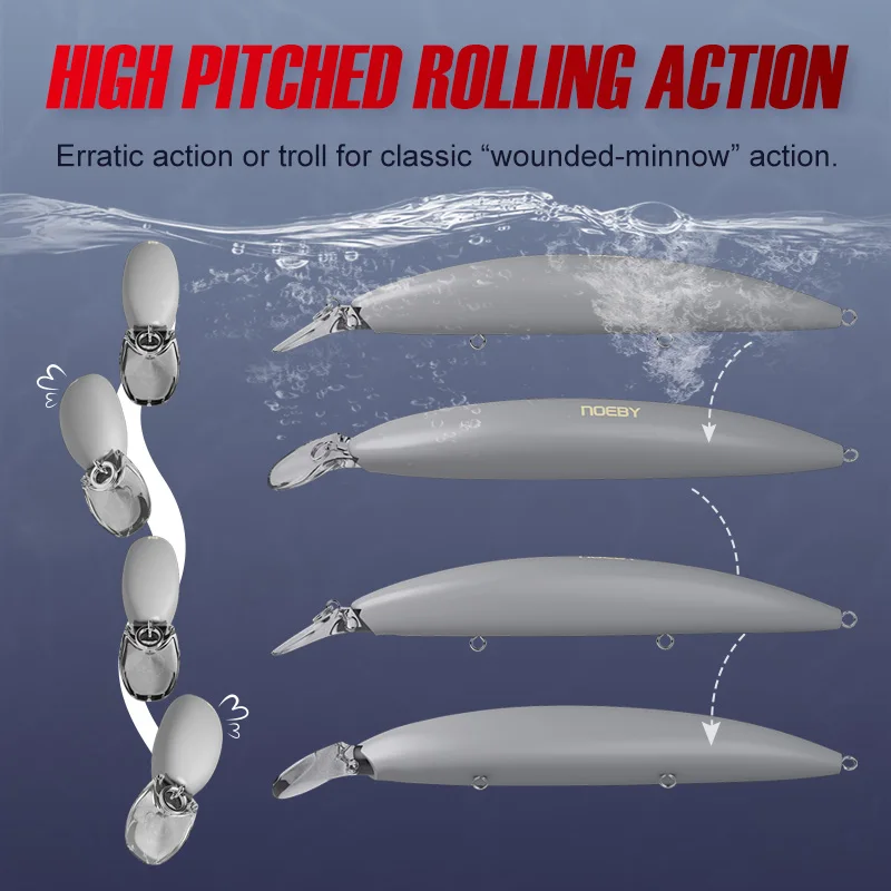 Noeby Jerkbait Minnow 110mm – Wobbler flotante para lubina y trucha - imagen 5