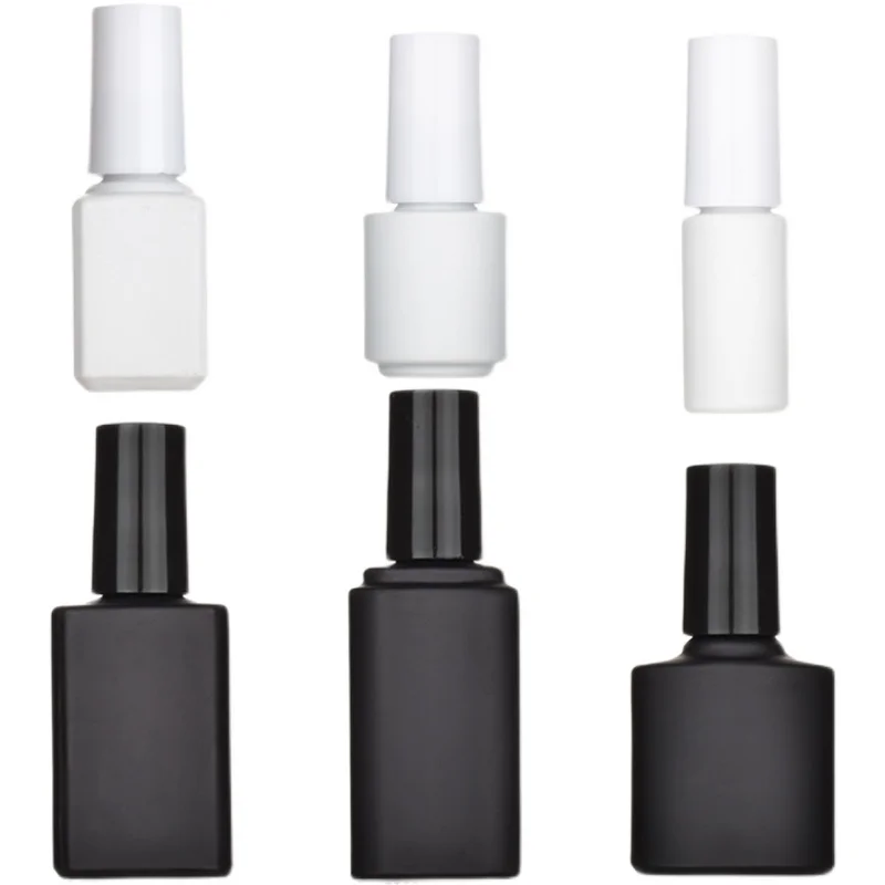 Botellas vacías de Gel para uñas, botellas de esmalte de uñas de vidrio, botellas simples de aceite para uñas, negro/blanco, venta al por mayor, 3 ML, 5 ML, 7 ML, 10ML