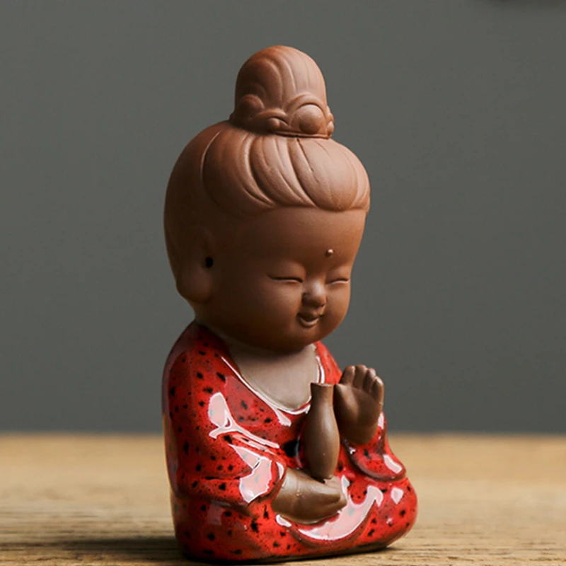 Home decoration small monk creative lovely ceramic crafts home living room office furnishing buddha statues  decor