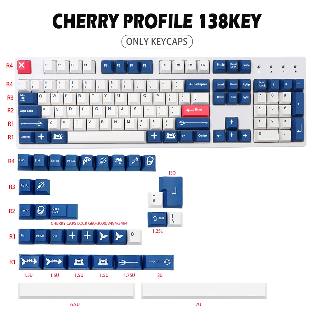 GMK-KEY RAMA a krewetki pbt Keycap Cherry profil dla dz60/gk61/64/75/108 Corsair STRAFE K65 K70 Logitech G710 + klucz Cap 7u przestrzeń