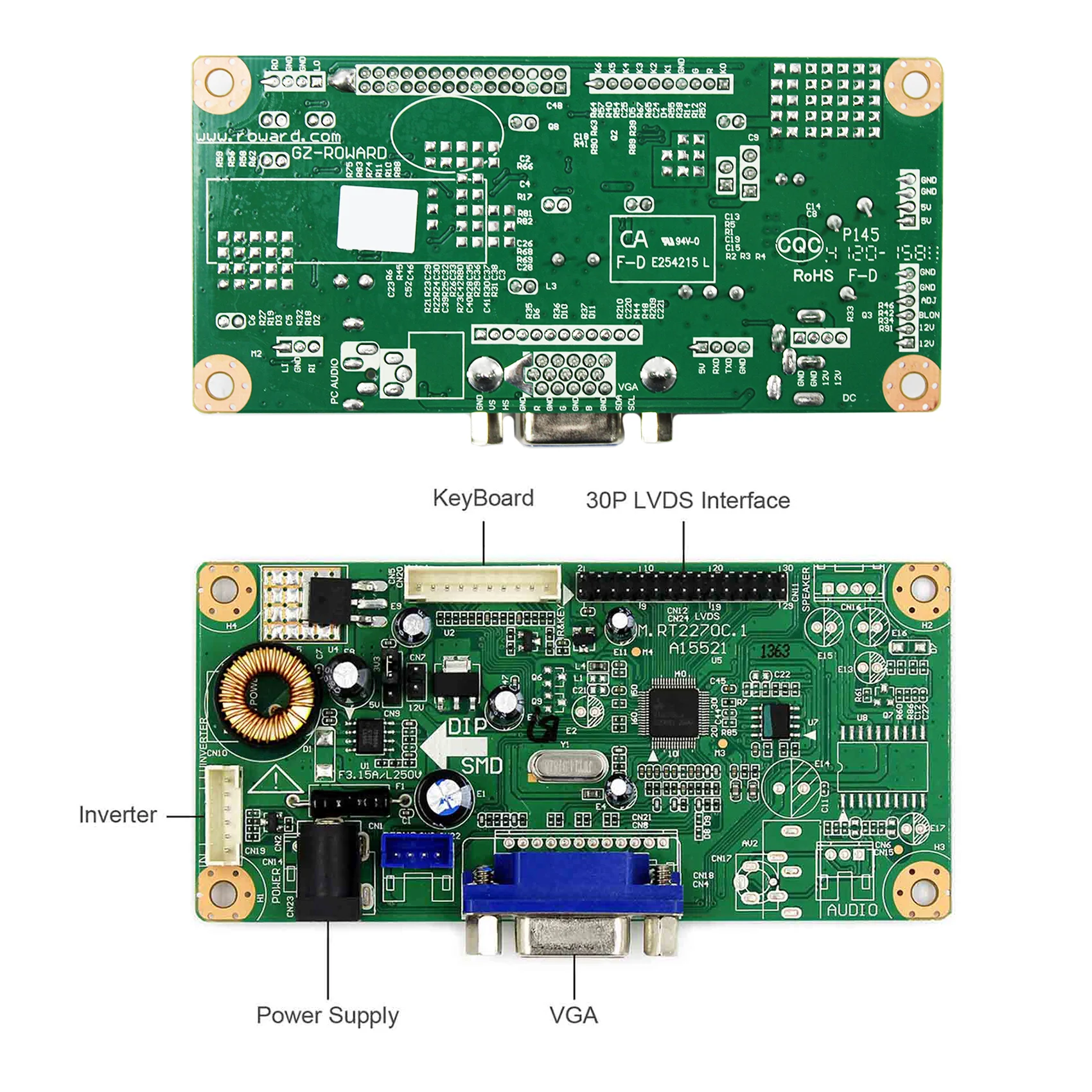 VGA LCD Controller Board Compatible Work With 18.4inch 1920x1080 CLAA184FP01