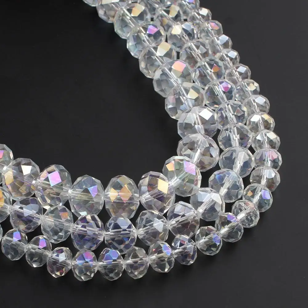 4/6/8/10/12mm Crystal Rondel Beads Wheel Faceted Glass Beads for Diy Bracelet Accessories Jewellery Making 15\'\'/Strand Pick Size