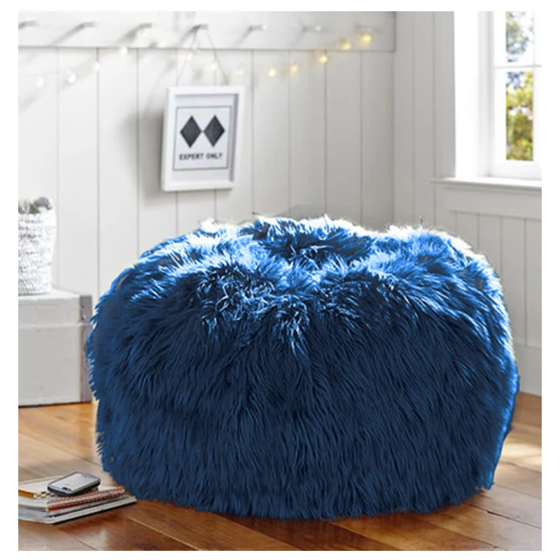 Visi Fluffy Faux Fur Sofa Bean Bag Chair, Long Furry Bean Bag Cover dropshipping