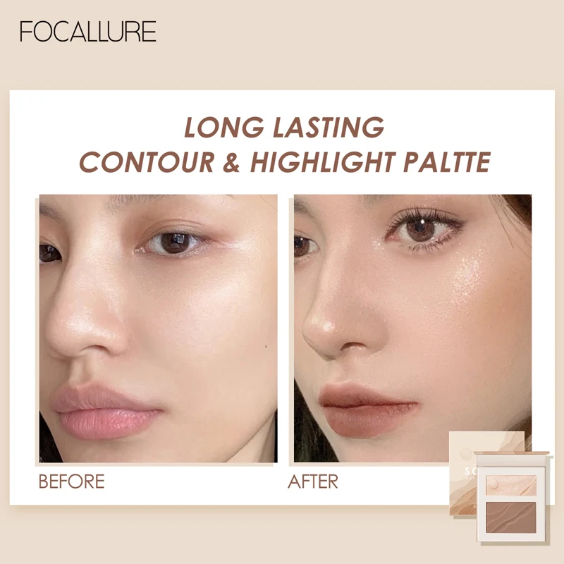 Focallure Groothandel Highlighter Contouren Palet Voor Gezicht Makeup Powder Bronzer Shadow Palette