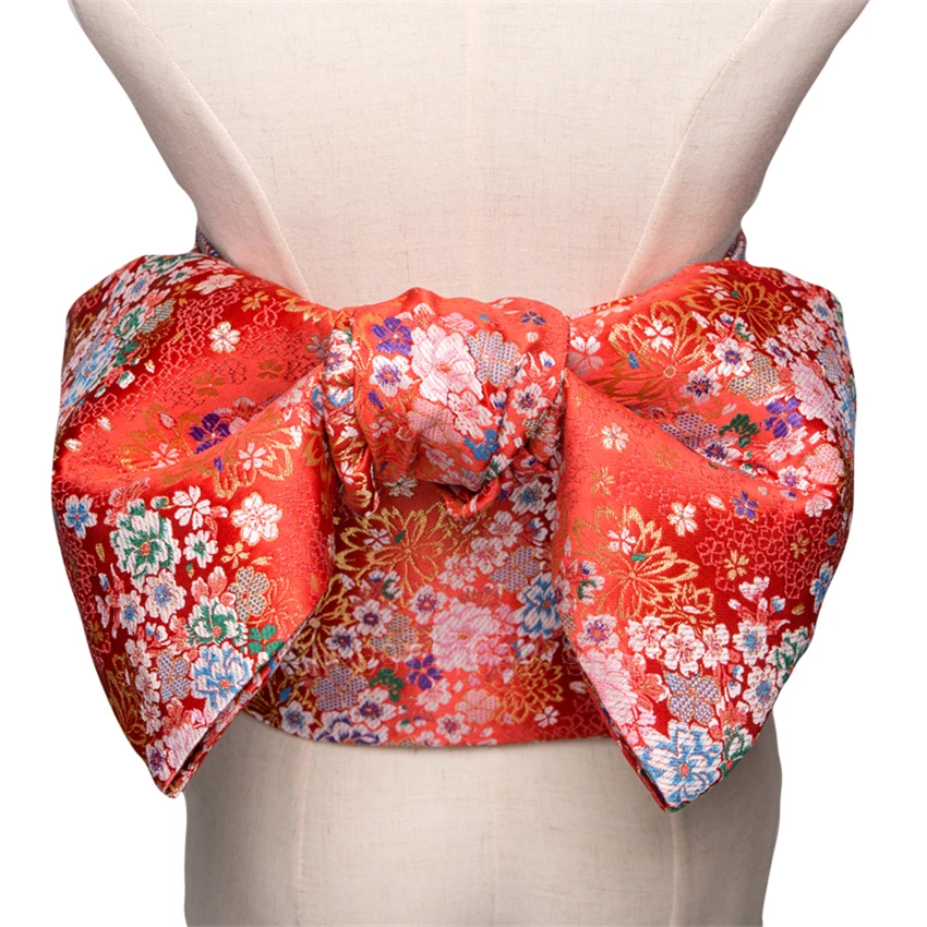 14Colors Traditional Japanese Yukata Kimono Obi Belt Floral Print Cummerbunds Bow-knot Noble Retro Japanese Waistband