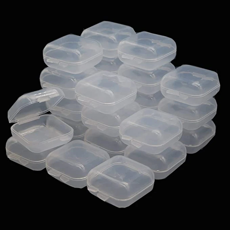 

1-10cps Clear Small Plastic Storage Box for Jewelry Beads Earring Jewelry Container Transparent Mini Square Box Case Container