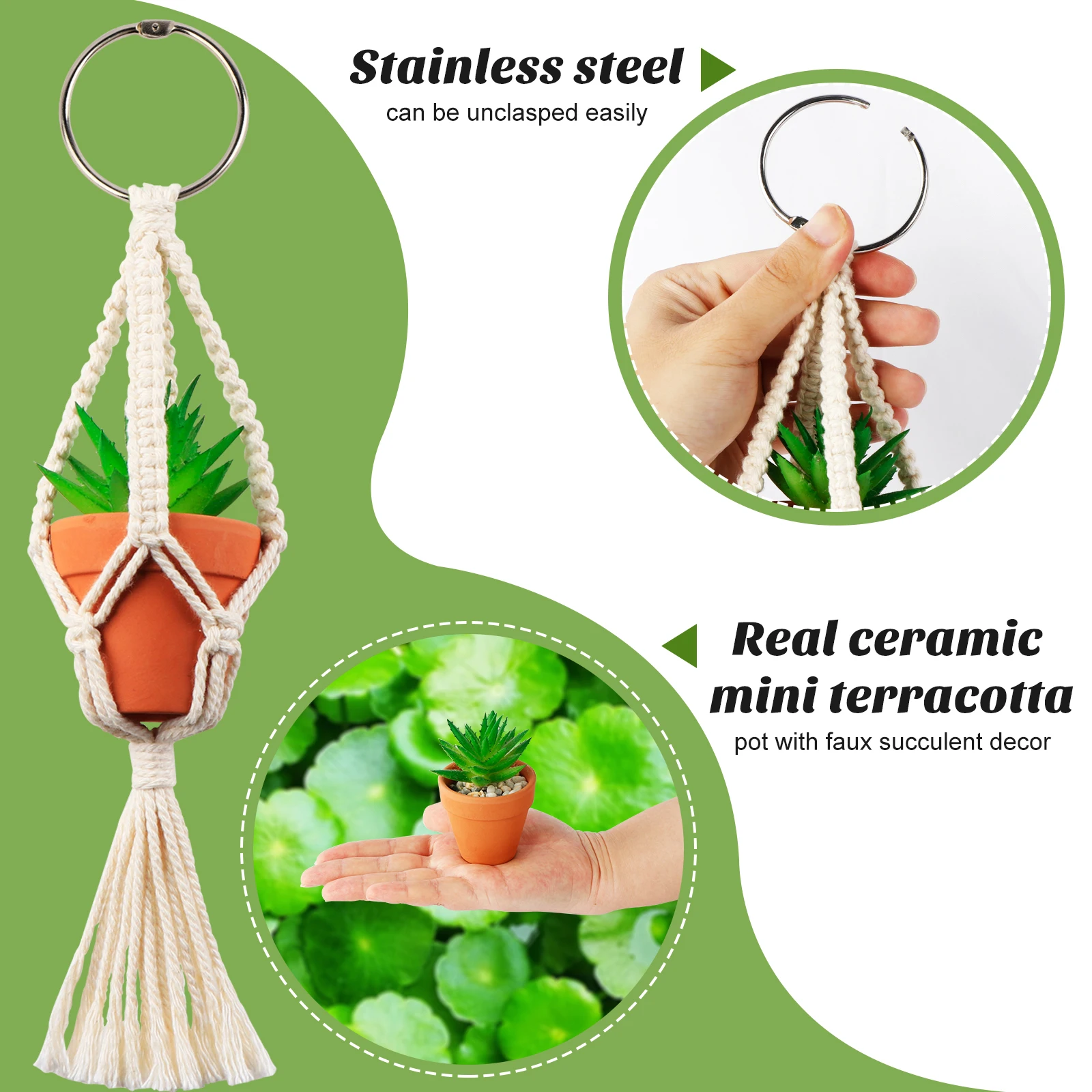 2pcs Mini Plant Hanger Rear View Mirror Car Hanging Accessories Hanging Plants for Wall Office Gifts Car Home Decorations