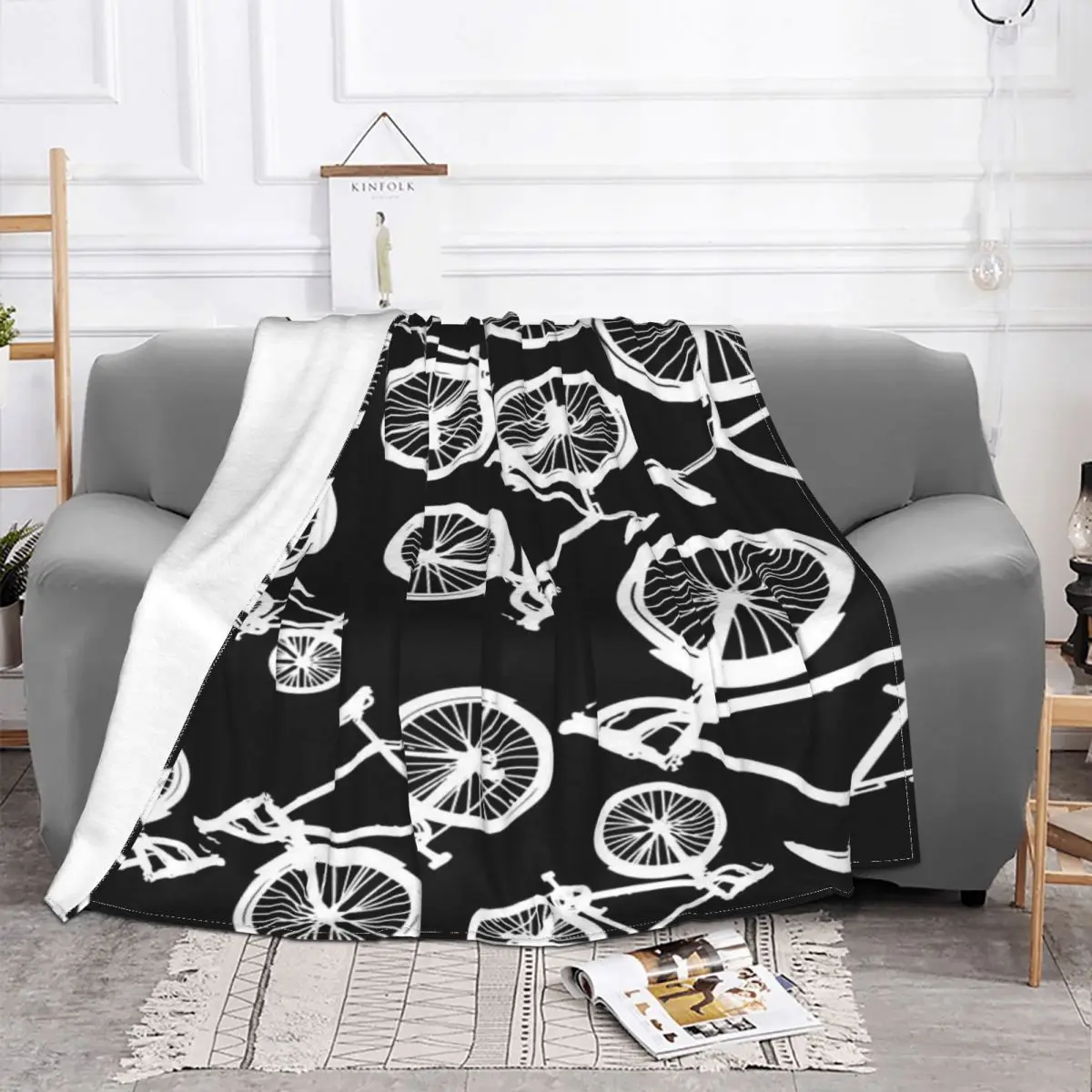 Bikes All The Time-colcha a cuadros para cama, manta térmica, 135