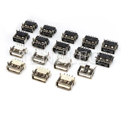 5pcs 4P Type-A Female Male SMD DIP Socket USB 2.0 10MM Interface USB Type A Standard Port Solder Jacks Connector