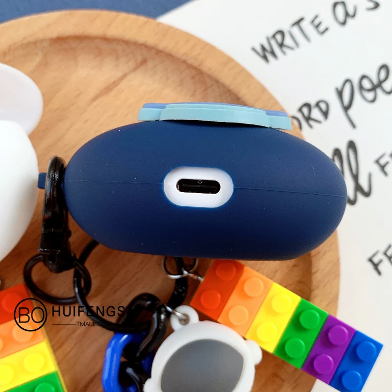 Funda de astronauta de dibujos animados para HUAWEI FreeBuds 4i Auriculares inalámbricos con Bluetooth, cubierta de auriculares con llavero