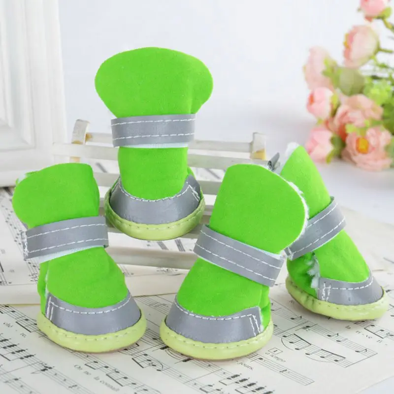 4pcs/set Anti Skid Rain Snow Boots Winter Reflective Pet Dog Shoes Warm For Small Cats Puppy Dogs Socks Booties Pet Paw Care