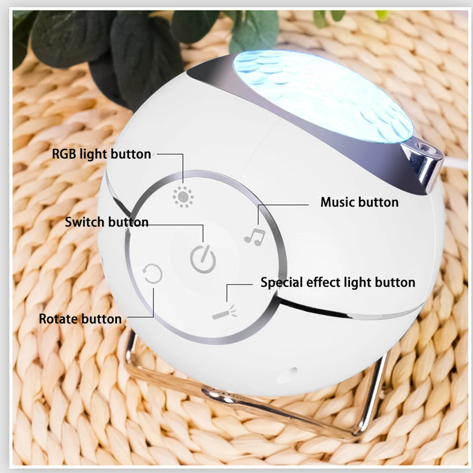 Music LED Laser Colorful Starry Sky Ocean Planet Projector Night Light Remote Control Moon Projection Lamp Usb Rechargeable