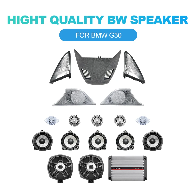 Zestaw modernizacyjny audio do BMW G30 G31 serii 5 Głośnik wysokotonowy Środkowy subwoofer HiFi Muzyka Stereo Klakson, podświetlana diodą LED Osłona głośnika Remont