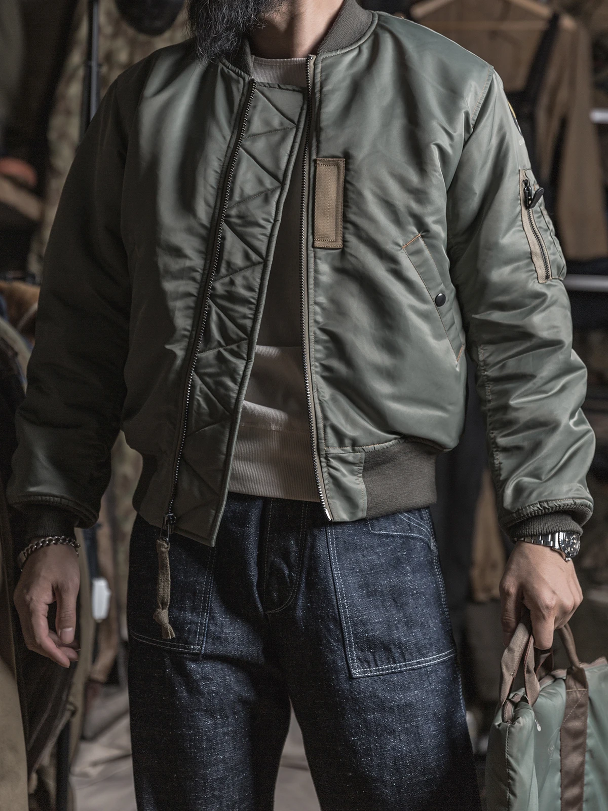 Bronson Repro USAF 1955 MA-1 Flight Jacket 50s Winter Men Military Bomber Coat