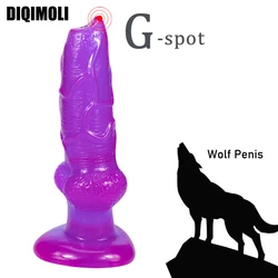 Huge Simulation Wolf Penis Dildos Anal Plug Stimulates Vagina and Anus Soft Phallus with Suction Cup Big Dick Sex Toys for Women