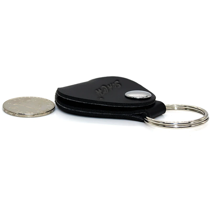SOACH Hot 1 piece guitar picks case box purse Black Faux Leather Key Chain Guitar Picks Holder Plectrums Bag Case Key ring
