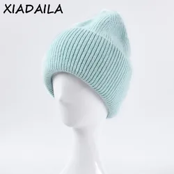 Sombrero de invierno de piel de conejo Real para mujer, gorro cálido, gorra de cabeza, cubierta sólida para adultos, moda, superventas