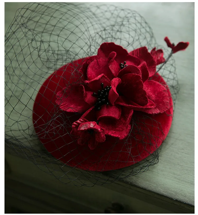 New Elegant Ladies Cocktail Fascinator Hat Flower Decoration Wedding Party Small Bridal Hats Photo Accessories