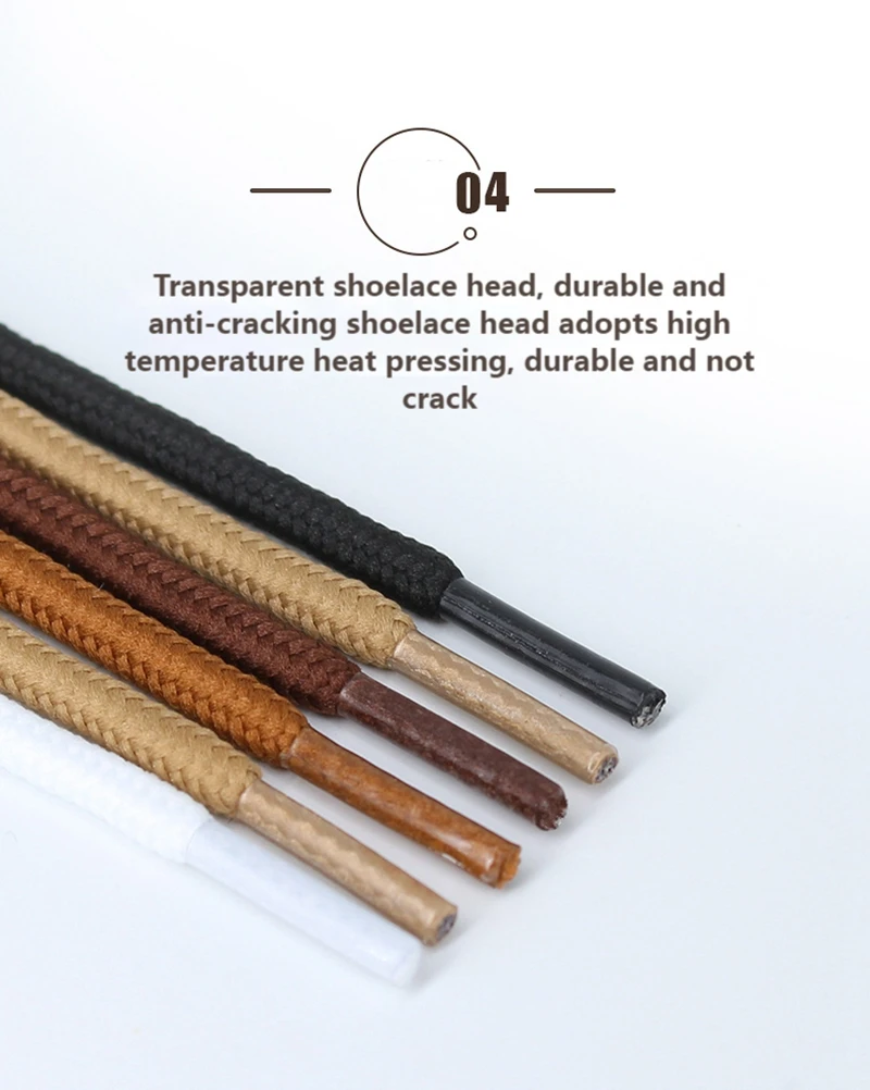 Runde Schnürsenkel, klassisch, hochwertig, schwarz, für Outdoor-Freizeitschuhe, Bergsteiger-Sneaker, Polyester-Schnürsenkel – Detail 7