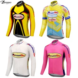 Classic Team Men Cycling Jersey Long Sleeves No Fleece OR Winter Thermal Road Mountain Biking Wear Multi Choices