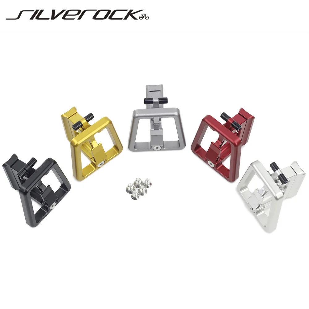 

SILVEROCK Bike Front Carrier Block S Bag Hook Clip Bracket 2 Holes for Brompton 3Sixty Pikes Folding Bikes