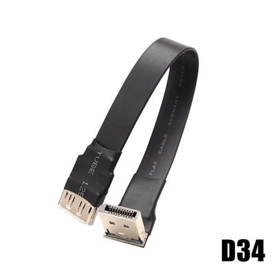 Gold DisplayPort DP Male Stores, droit, haut et bas, câble d'extension de montage sur panneau, résistant à 90 degrés vers prise femelle, 5-3m, personnalisé