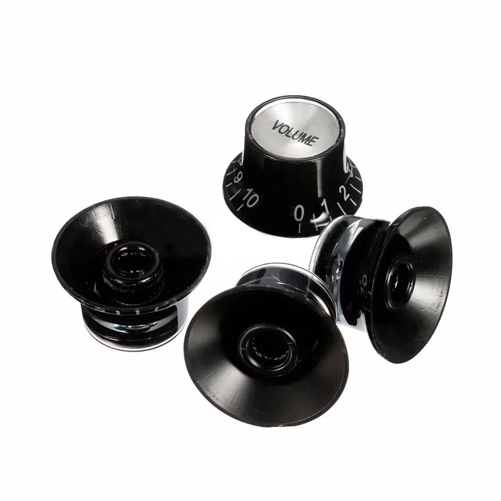 4pcs Guitar Top Hat Speed Control Knobs 2 Volumes & 2 Tones Silver  Bell for LP SG Guitar