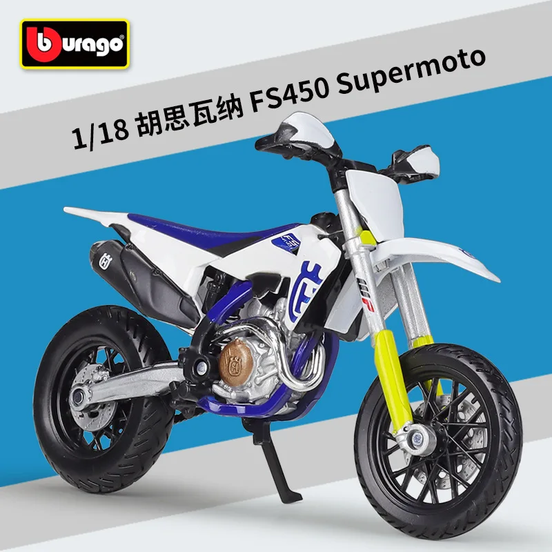 Bburago Husqvarna FS 450 Supermoto 1:18 - Modèle Moto Réplique Détaillée Blanche B18-51087