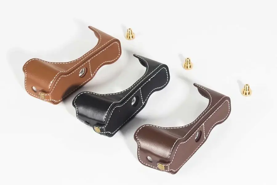 غلاف كاميرا من الجلد الصناعي ، حافظة سفلية لكاميرا كانون G7X Mark III G7XIII G7X3 ، غطاء نصف الجسم ، حقيبة كاميرا ، بني وأسود