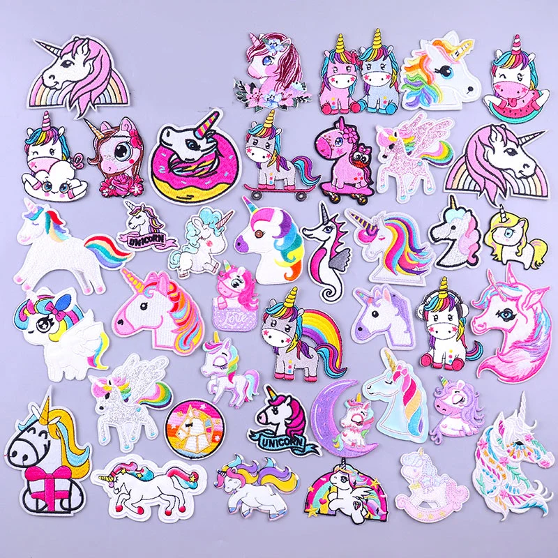 Cute Cartoon Animal Patch Iron On Patches For Clothing Stickers Unicorn Embroidery Patches On Clothes Applique For Clothes Badge