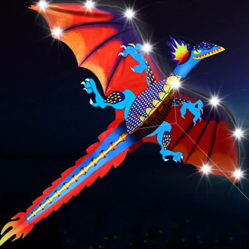 LED 140Cm/55 Inci Stereo Pterosaurus Noctiludine Layang-layang/Naga Layang-layang dengan Pegangan & Garis Baik Terbang