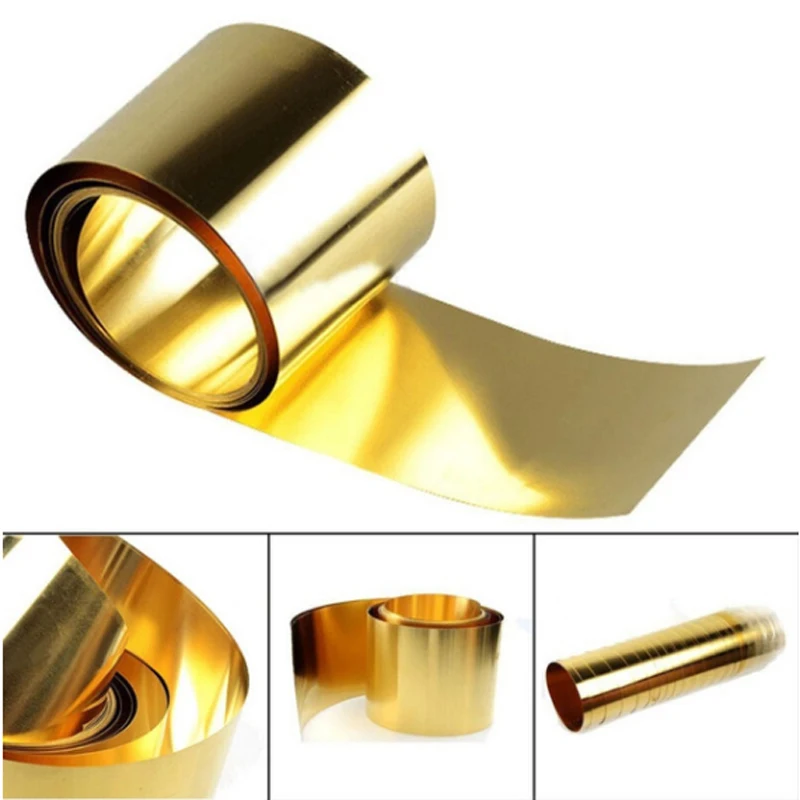 Rotolo di lamiera sottile in lamiera di ottone 1PC 0.01-0.3mm x 10-200mm x 1000mm Supp per la lavorazione dei metalli