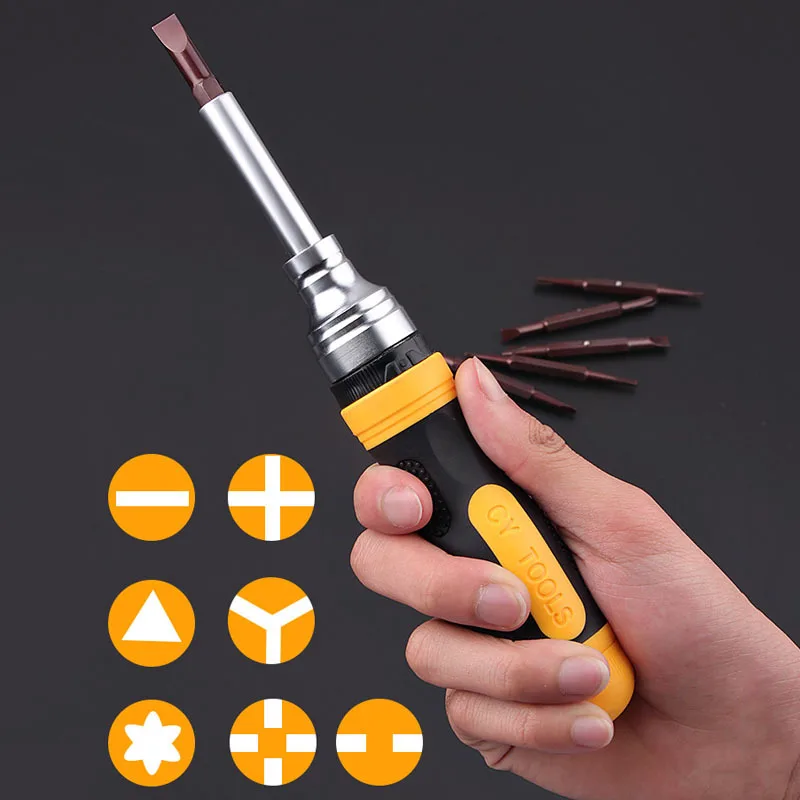 19 In 1 Multifunctional Ratchet Screwdriver Set CR-V Alloy Steel Slotted Phillips Triangular Special-shape Universal Screwdriver