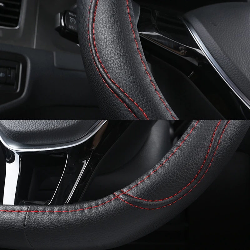 HuiER Car Steering Wheel Cover Wrap D Shape For MG HS ZS HS PHEV MG3 ZST EHS MG5 MG6 GS ZS EV D Type Braid On Steering-Wheel