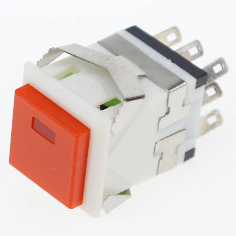 1pcs 17.2*17.2mm 3A/250V 6A/125V Snap-in 2NO2NC Momentary Square Push Button Switch With LED Light Plastic