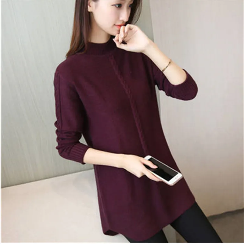 2023 Autumn Winter Long Sweater Knitwear Warm Women\'s Pullover O neck Thicken Plus velvet Female Soft Knit Sweater Femme Top