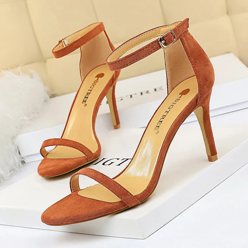 BIGTREE Shoes Super High Heels Suede Women Heels Open Toe Woman Pumps Sexy Party Shoes Stiletto Heels Summer Women Sandals 2023