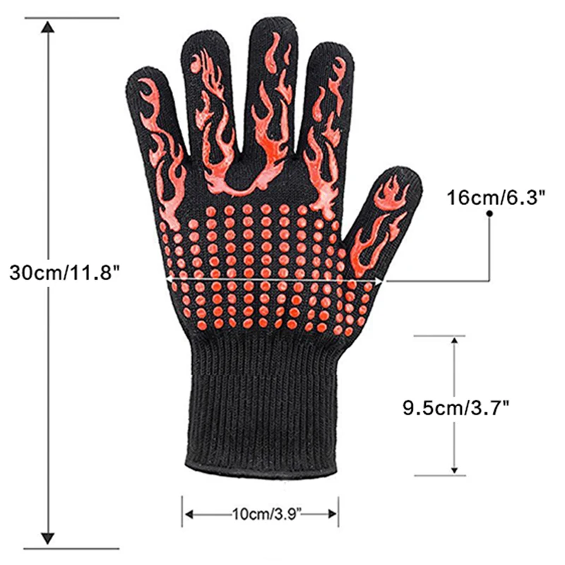 Guantes resistentes al fuego para hombre, manoplas de trabajo resistentes a altas temperaturas, para microondas, horno, barbacoa al aire libre, 932F, 1 par